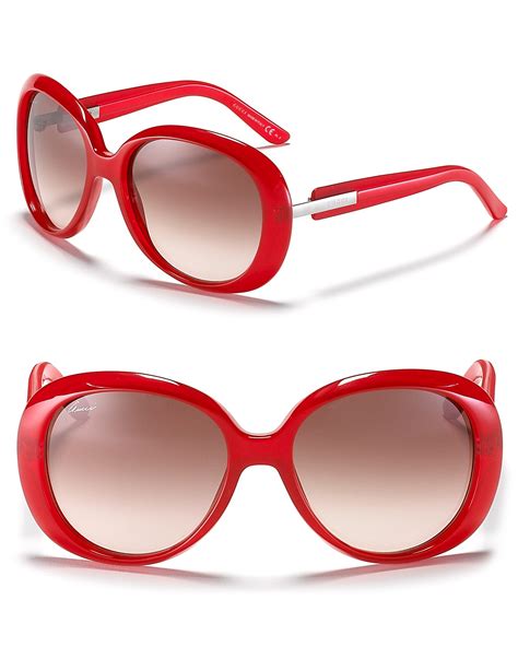 gucci red frame sunglasses|gucci red sunglasses women.